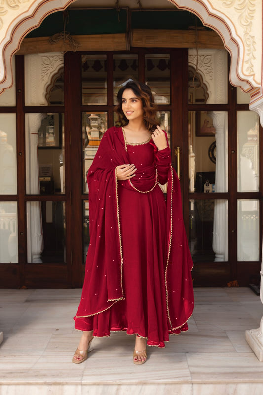 Karwa Chauth Special Fully Flair Handwork Anarkali Suit