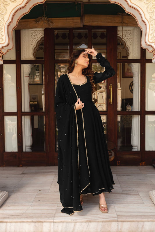 Most Trending Festive Special Black Handwork Anarkali Suit