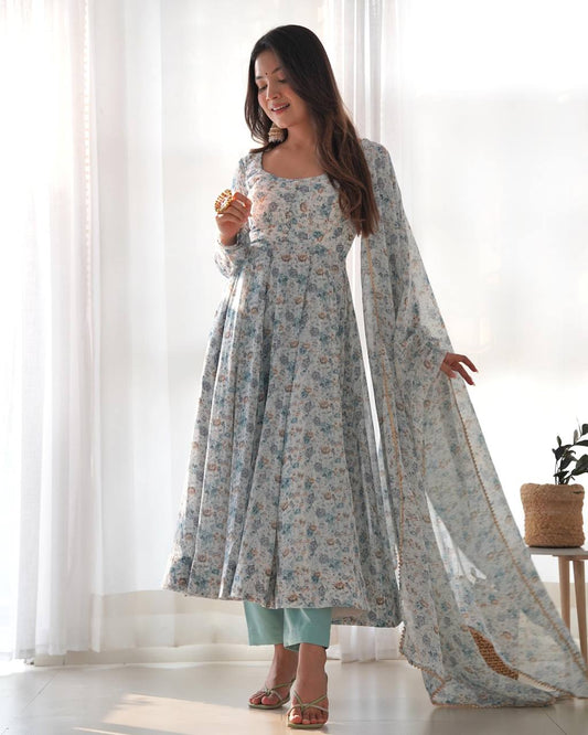 Most Trending Party Wear Floral Printed Anarkali Suit